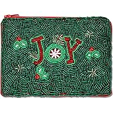 Christmas Coin Purse for Women Beaded Holly Jolly Pouch Bag Be Merry Joy Purse Handmade Small Change Purse Wallet with Zipper Christmas Outfits Accessories Gifts (Style B)