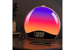 FUJINYI Sunrise Alarm Clock Wake Up Light, Kids Hatch Alarm Clock, Bluetooth White Noise Machine with 22 Soothing Sounds, 17 Color Night Lights, Sunrise Simulation, Dual Alarms, FM Radio, Snooze, Ideal Gift