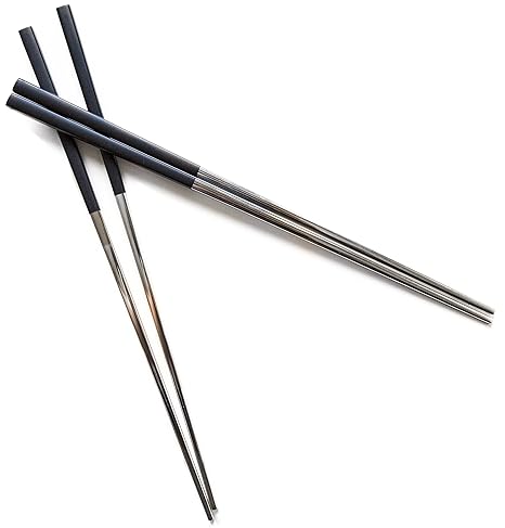 SmallBee Designer Essstäbchen aus Edelstahl (poliert) - 2 Paar - Set in schöner Geschenkbox - wiederverwendbar und spülmaschi