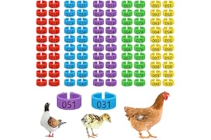 Feehope 100 Pcs 16mm Plastic Chicken Leg Bands, Color-Coded Leg Bands for Chickens & Farmers, Notched Ring Design Chicken Bands Leg for Easy Flock Management