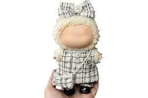 UEUO Clothes for LABUBU 17cm Doll (NO Doll)（NO Shoes, Outfit for LABUBU, Dress + Hairpin + Mini Bag Set for LABUBU Dress Up, Fashion and Premium Dolls Accessories for LABUBU (Style H)
