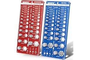 PUIOCO 68 Nut and Bolt Thread Checker Standard and Metric, Screw Size and Thread Gauge with 26 SAE & 26 Metric & 16 Drill Bit Gauge, Bolt and Nut Identifier Gauge Bolt Size Finder for Quickly Identify