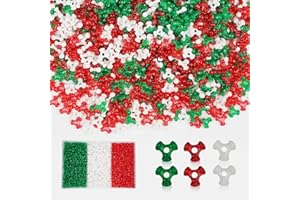 WIMIVI Christmas Tri Beads (1200pcs), Tri Shaped Beads Red Green White Triangle Beaded kit for Craft Wreath Xmas Holiday Tree Snowman Decorations, Candy Cane Beaded Ornament Kit, Christmas Party Decoration