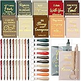 Eersida 80 Pcs Christian Bible Gifts Bulk Mother's Day Religious Scripture Notebooks Scripture Quote Inspirational Ballpoint Pens Silicone Keychain for Church Sunday School Mother Gifts(Classic)