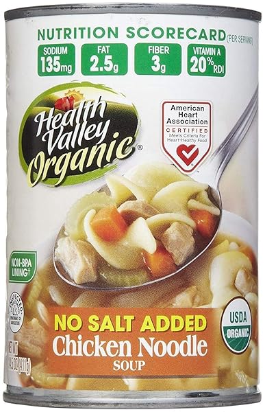 HEALTH VALLEY ORGANIC CHICKEN NOODLE SOUP, NO SALT,...