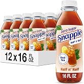 Snapple Zero Sugar Half 'n Half Tea, 16 fl oz recycled plastic bottle, Pack of 12