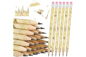 Tenceur 100 Pcs Witch Wizard Themed Pencils Bulk Magical Castle Pencils with Eraser Head Witch Party Favor Supplies for Classroom Students Kids Gift