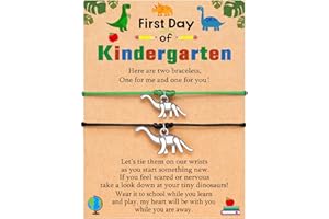 UNGENT THEM Mother Son Back to School Bracelet Mommy and Me Son Dinosaur First Day of School Bracelet for Mom and Son First Day of School Gift for Son Boys