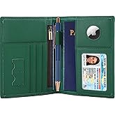 STAR VISTA Phoenix Leather Passport Holder, Calfskin Leather Travel Wallet - RFID Blocking, ID Window, Zipper Pocket, Pen & Notebook Included, AirTag Holder, Mint