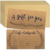 48 Pcs Blank Gift Certificates Kraft Certificate Cards with 48 Pcs Envelopes for Business Salon Restaurants Spa Christmas Birthday, 3.5 x 7