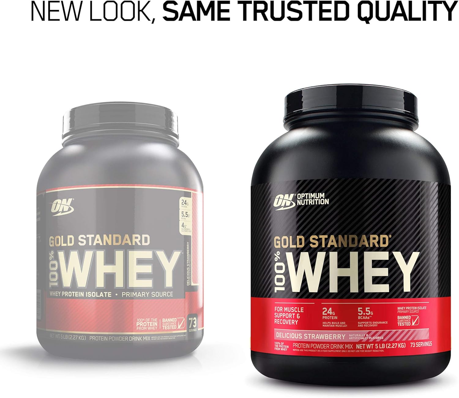 Optimum Nutrition Gold Standard 100% Whey Protein Powder, Delicious Strawberry, 5 Pound (Packaging May Vary): Garden & Outdoor