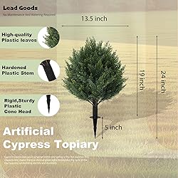 24" Artificial Cypress Topiary Tree with Ground