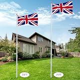 Bonnlo 25ft Upgraded Sectional Aluminum Flagpole UK 3x5 Flag Kit view 4
