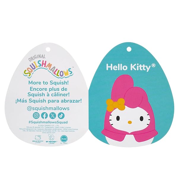 SQUISHMALLOWS ORIGINAL SANRIO 14-INCH HELLO KITTY IN MY MELODY HOODIE – OFFICIAL JAZWARES PLUSH (LARGE)