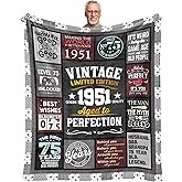 Sunhygge 75th Birthday Gifts for Men Blanket 60"x 50", Gifts for 75 Year Old Man, 75 Year Old/1951 Birthday Gifts for Men