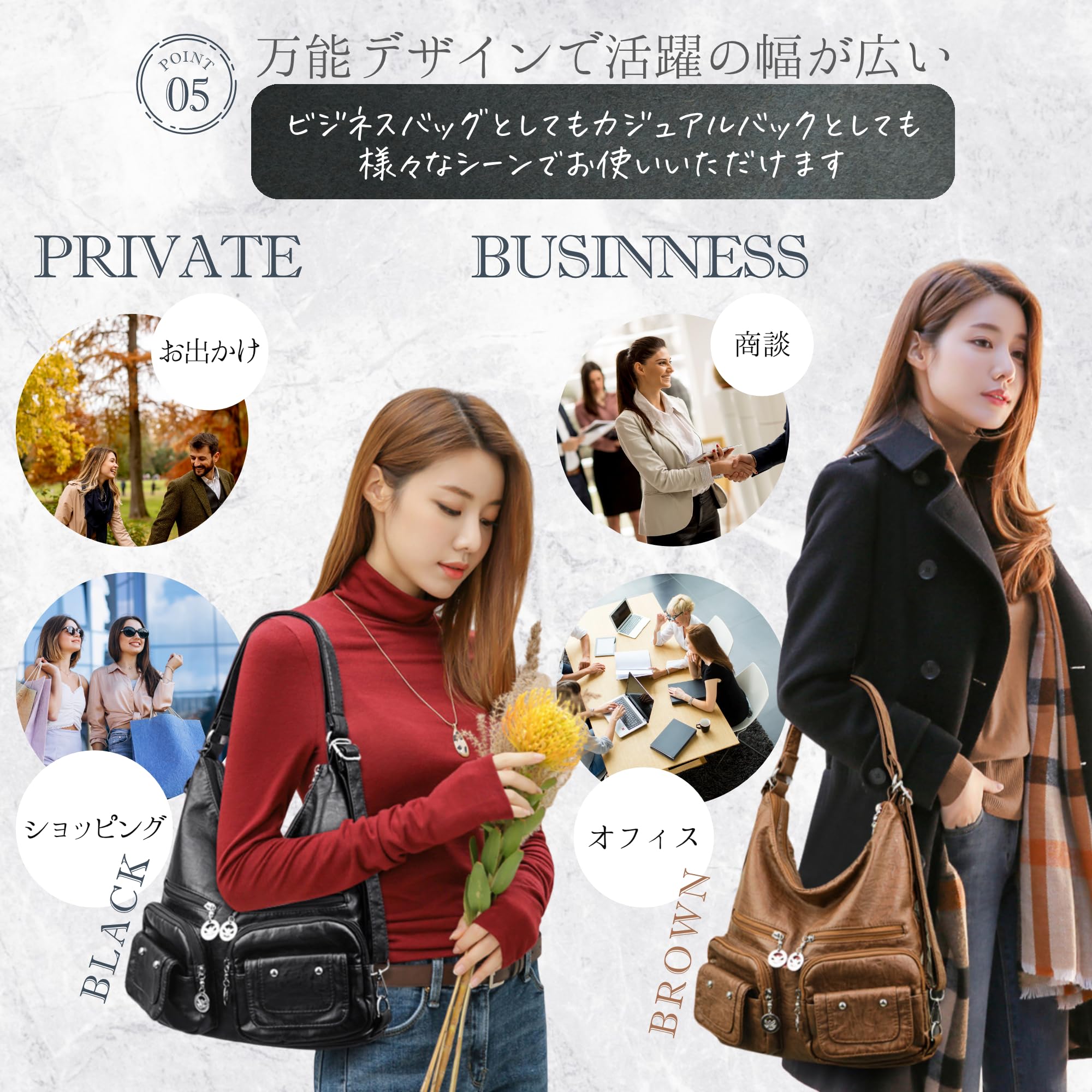 TochiKochi Women's Bag, Shoulder Bag, Crossbody Bag, Tote Bag, Canvas, Large Capacity, Lightweight, Handbag, Smaller, Casual Backpack, Braun