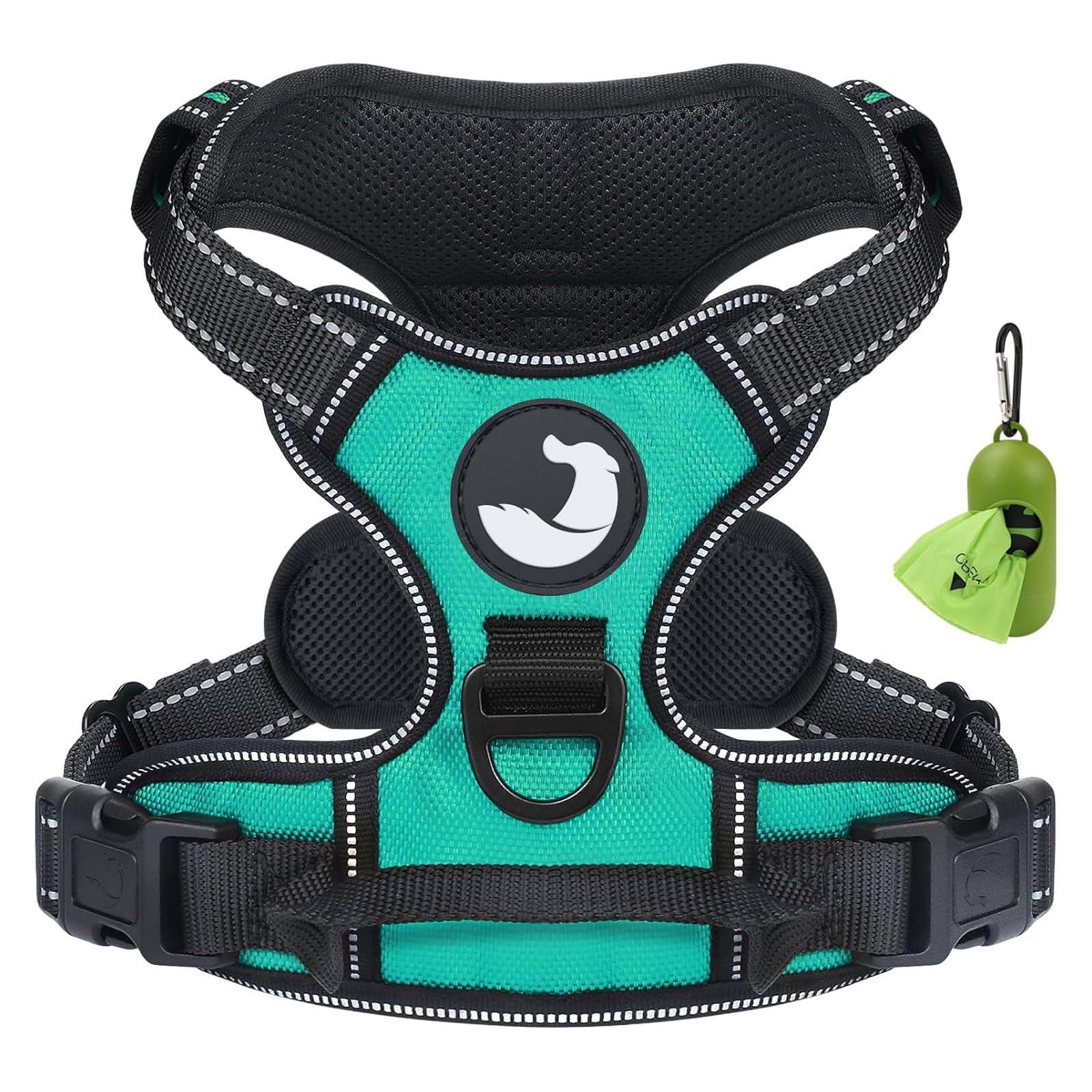Joytale Dog Harness Large Dog No Pull Harness for Dogs with 2 Leash Clips, Adjustable Soft Padded Dog Harness Reflective with Easy Control Handle for Walking and Training, Teal, XL