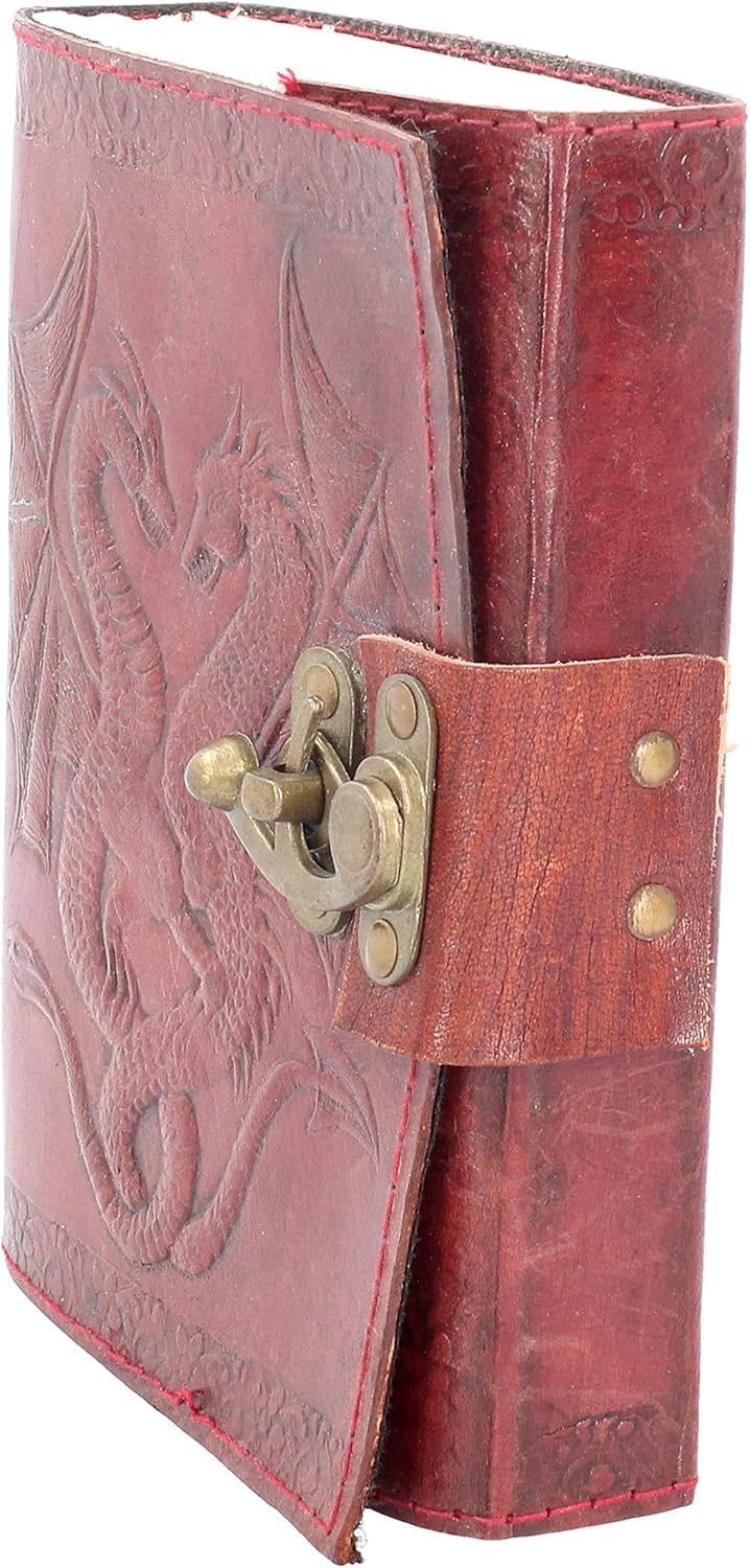 Nemesis Now Double Dragon Leather Journal With Lock 20cm Brown, Red, 12.5 x 18cm - Image 3
