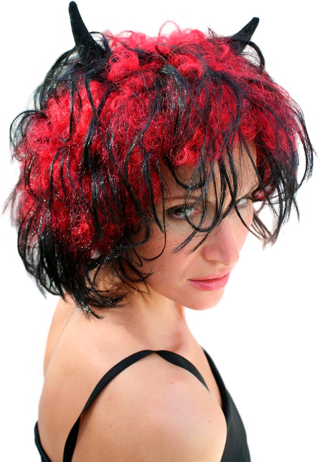 Party/Fancy Dress/Halloween WIG She-Devil Devil Demon Horns LM-707-P103+PC13, Red Black