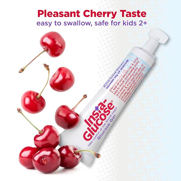 INSTA-GLUCOSE GEL, CONVENIENT FAST ACTING GLUCOSE FOR BLOOD SUGAR SUPPORT, CHERRY FLAVOR, 1.09 OZ (PACK OF 3)