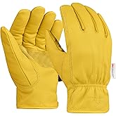 1 Pair Winter Heavy Duty Leather Work Gloves for Men & Women – Water-Resistance, Cowhide Construction & Yard Leather Gloves – Puncture Resistant Safety Gloves for Landscaping & Outdoor Use (XL)