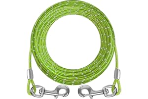 VIVBOO Dog Tie Out Cable 10ft/15ft/20ft/30ft Dog Runner Cable for Training with Swivel Hook Green/Blue/Purple/Orange/Grey Dog Chains for Yard and Outside for Heavy Duty Dogs Up to 100lbs