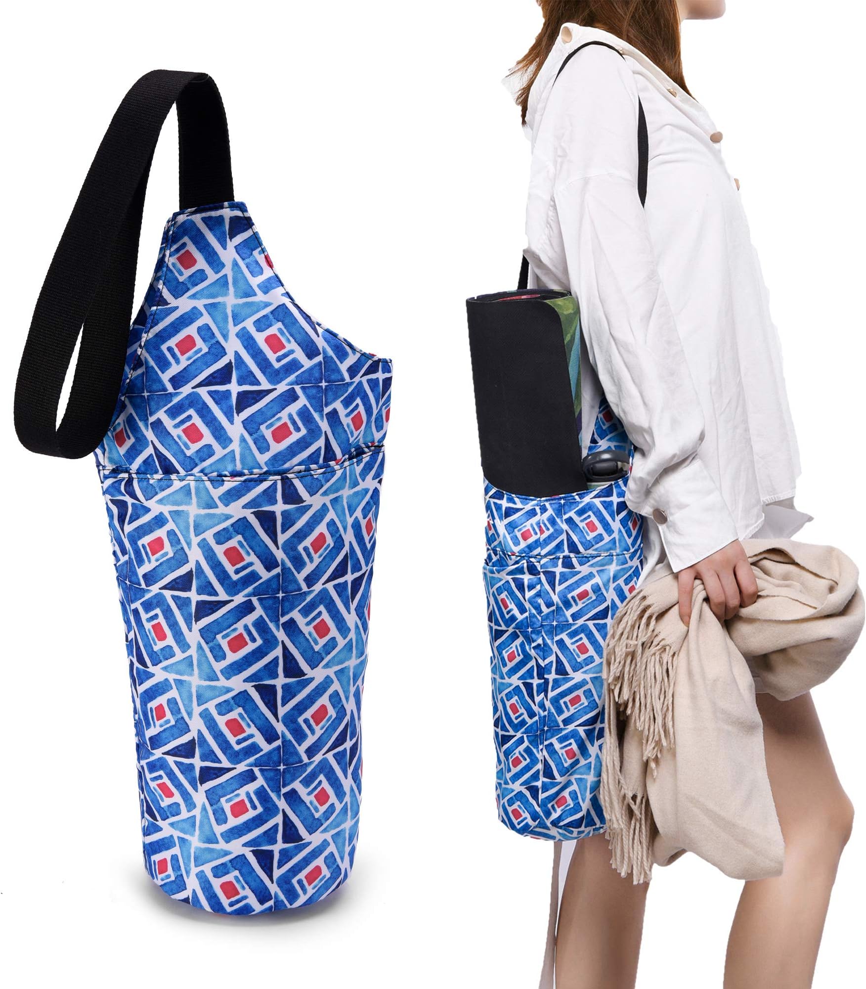 IGUDE Yoga Mat Bag with Large Size Pocket and Zipper Pocket Boho Bag Fit Most Yoga Accessory Yoga Bags and Carriers for Women