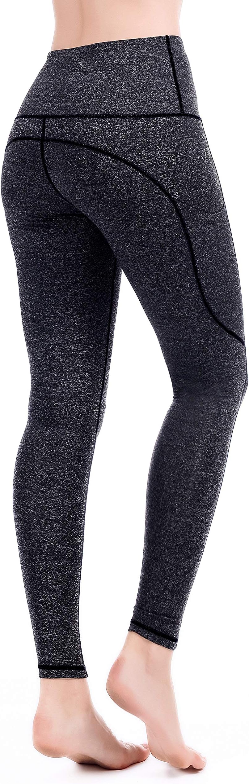 Punzymo Yoga Pants Womens with Pockets, Workout Running Leggings with Waistband Tummy Control for Women