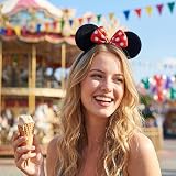 HENBRANDT Mouse Ears Headband with Red Polka Dot Bow - Fancy Dress Accessory view 5