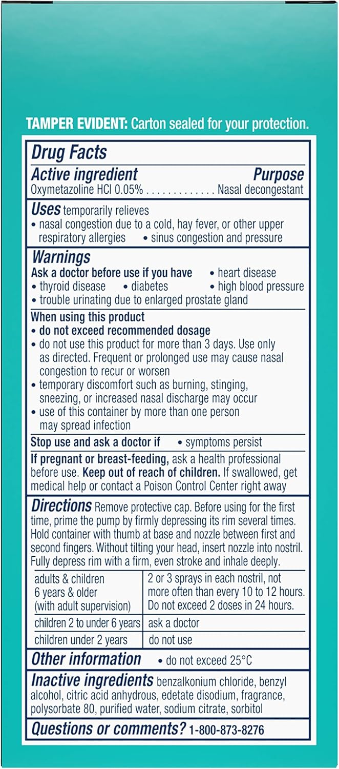 Vicks Sinex SEVERE Nasal Spray, Original Ultra Fine Mist Sinus Nasal Spray Decongestant for Fast Relief of Cold and Allergy Congestion, 0.5 OZ Bottle (2 Pack = 1 OZ): Health & Personal Care