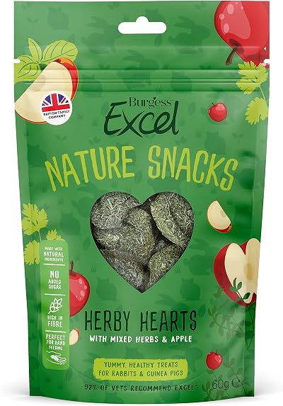 Excel Burgess Herby Hearts Treats for Rabbits and Guinea Pigs 60g