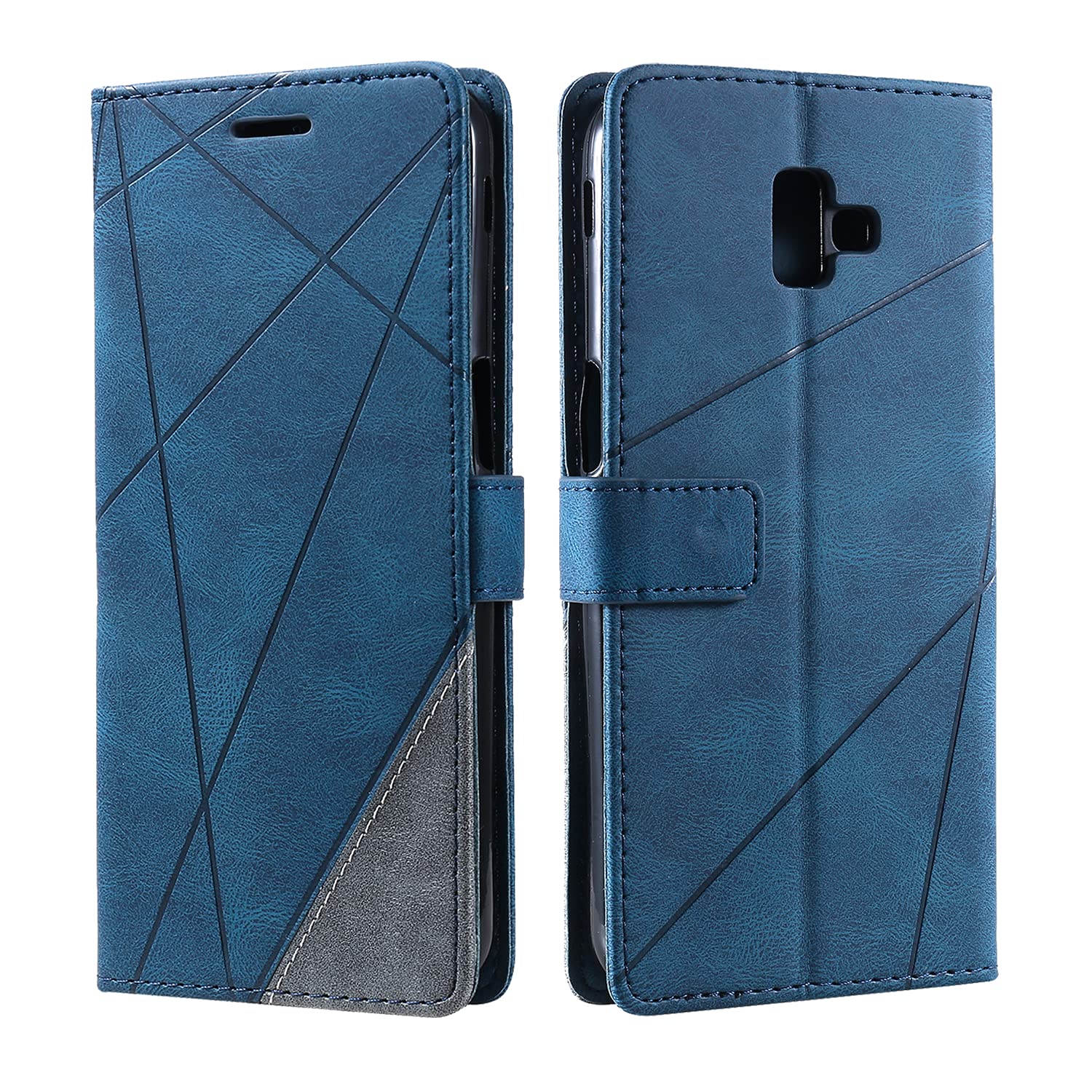 SONWO Case for Galaxy J6 Plus 2018 Case, Premium Leather Flip Wallet Case Magnetic Closure Card Slots Kickstand Phone Case for Galaxy J6 Plus 2018, Blue — image 1