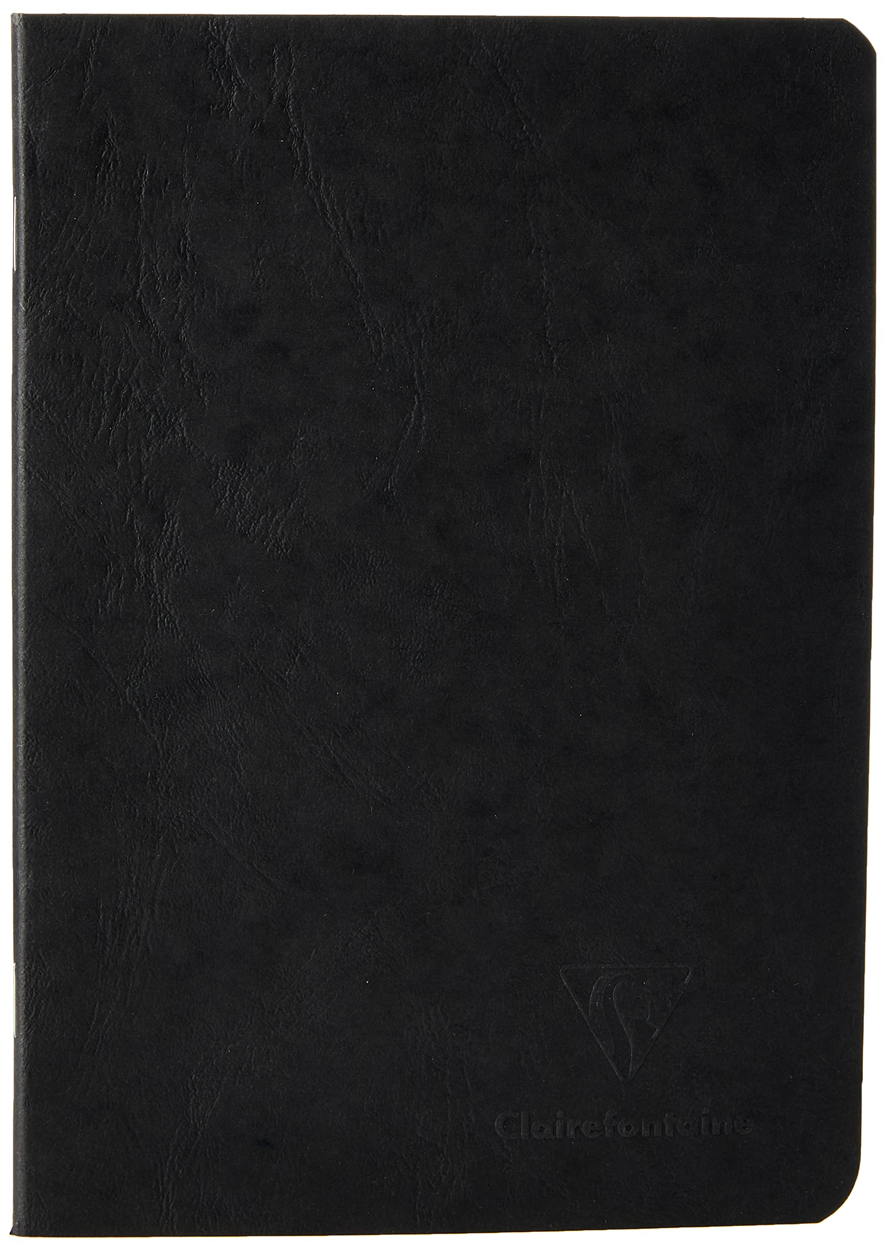 Clairefontaine 733101C Collection Age Bag A Black Stapled Notebook - A5 14.8x21 cm - 96 Plain White Pages - 90 gsm Paper - Leather Grain Glossy Card Cover