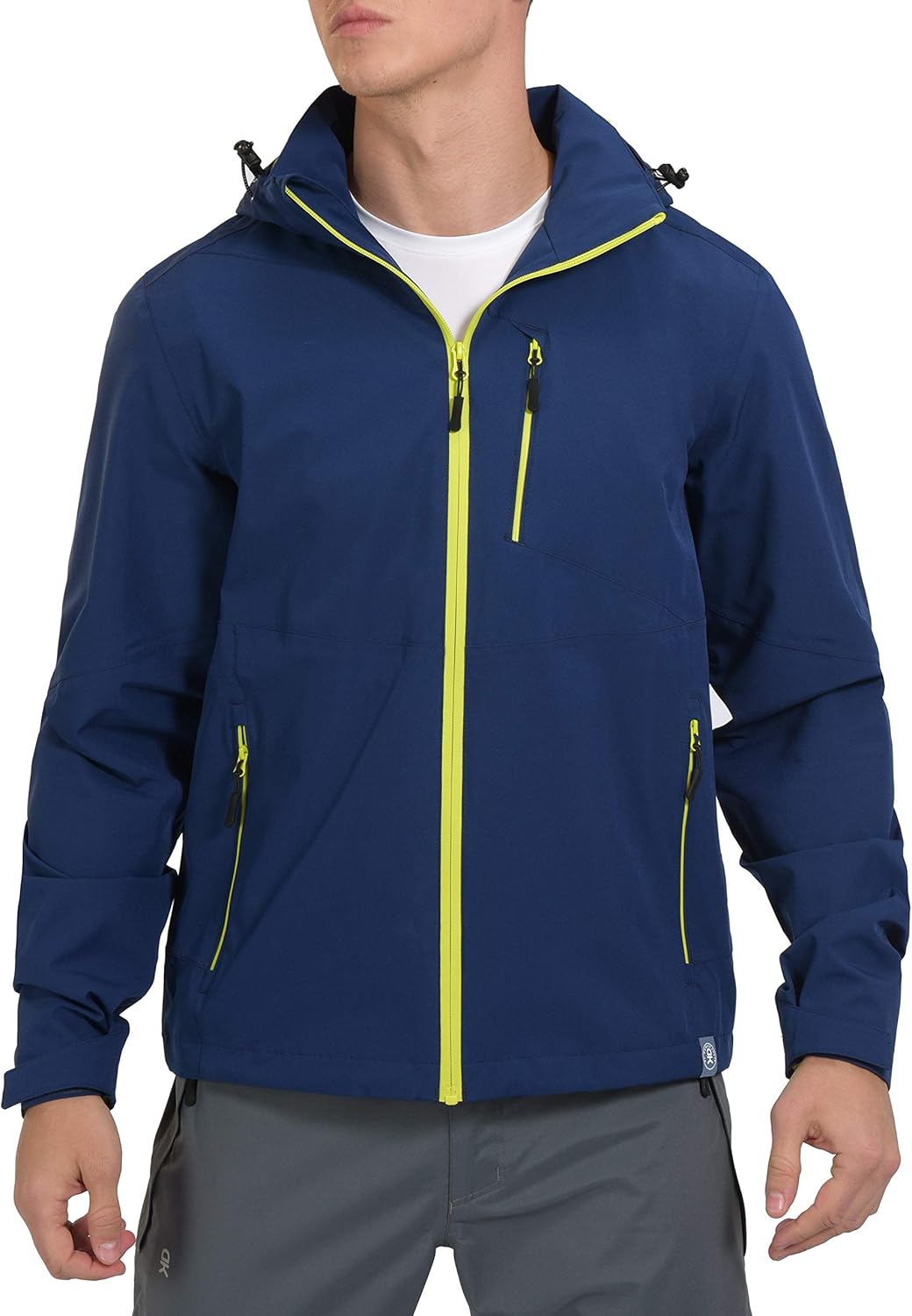 Little Donkey Andy Men's Waterproof Rain Jacket Breathable Stretch Windbreaker Outdoor Rain Coat & Detachable Hood: Clothing