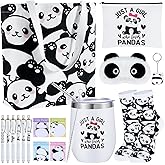 JolliKids Panda Gifts for Women Gift Baskets for Panda Lovers Cute Animal Present for Christmas Birthday Pandas Stuff with Stainless Steel Insulated Tumbler Bags Socks for Girls Mom Sisters Friends