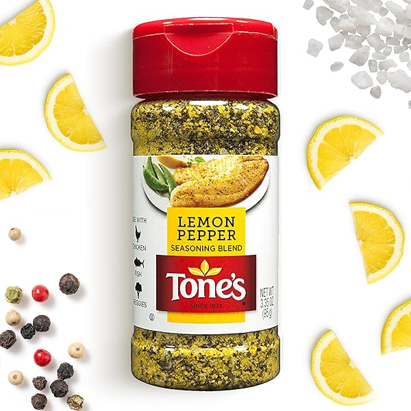 TONES LEMON PEPPER SEASONING BLEND, 3.35 OUNCE