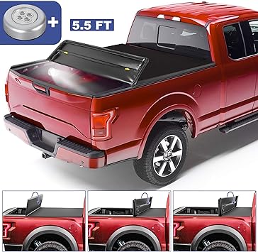Amazon Com Mostplus Quad 4 Fold 5 5 Ft Soft Fold Truck Bed Tonneau Cover Compatible For 2009 2014 Ford F150 F 150 Styleside Excl Raptor Series Automotive