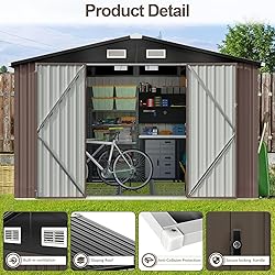 Aoxun 9.4x7.3x6.5 FT Outdoor Metal Storage Shed