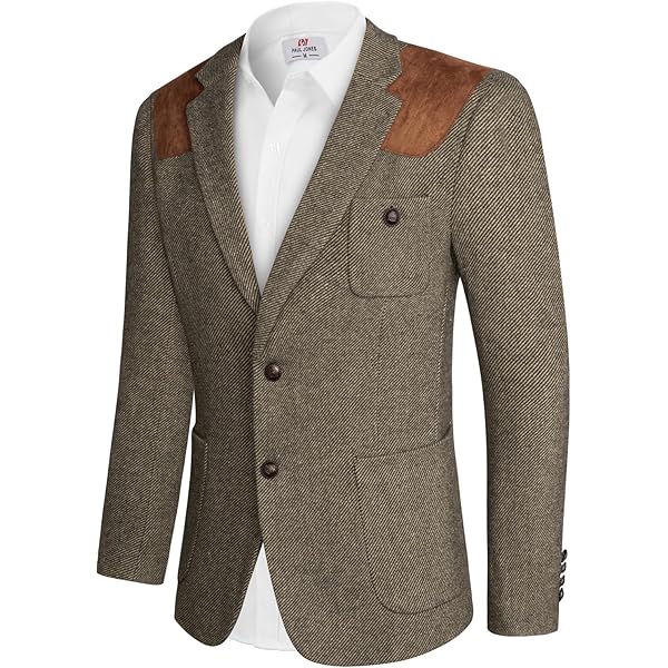 Men's Vintage Wool Blazer Herringbone Jacket Wool Blend