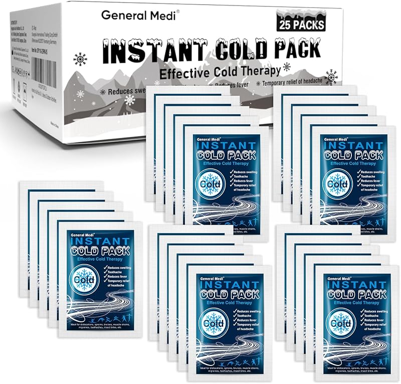 General Medi Instant Cold Pack 10x14cm Set of 25 Disposable Cold Therapy Packs