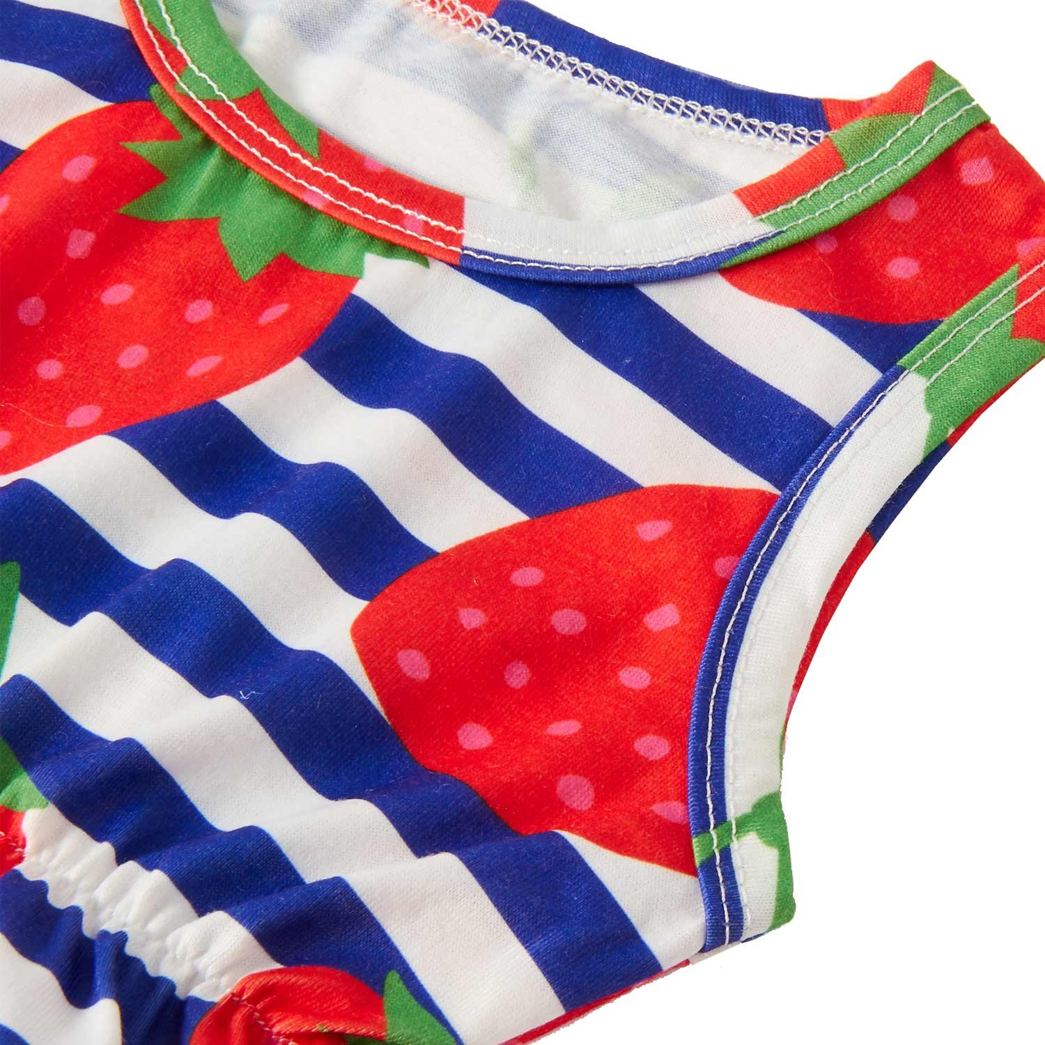 Leapparel Little Kids Jumpsuit Romper Baby Girl Short Sleeve Outfit Jump Suit Baby Boys Stripe Body Suit 100% Cutton Clothing,Strawberry,6-12 Months (Size 90)
