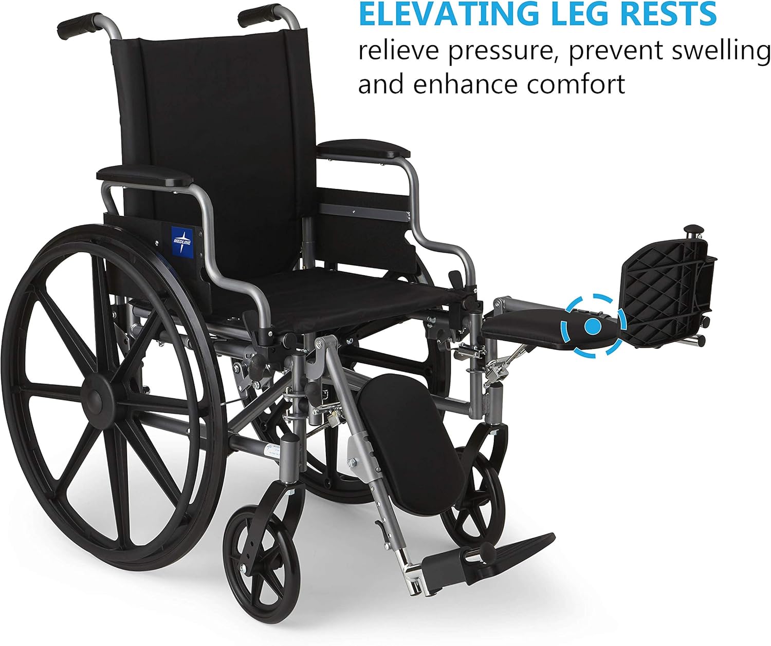 Medline Lightweight & User-Friendly Wheelchair With Flip-Back, Desk-Length Arms & Elevating Leg Rests for Extra Comfort, Gray, 18" Seat: Health & Personal Care