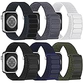 6 Pack Sport Nylon Loop Band Compatible with Apple Watch Band 38mm 40mm 41mm 42mm 44mm 45mm 46mm 49mm for Women Men, Adjustable Breathable Braided Straps for iWatch Series 11/10/9/8/7/6/5/4/3/SE/Ultra