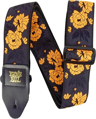 Ernie Ball Jacquard Guitar Strap Tangerine Rose 2 in Polypropylene Premium Ends