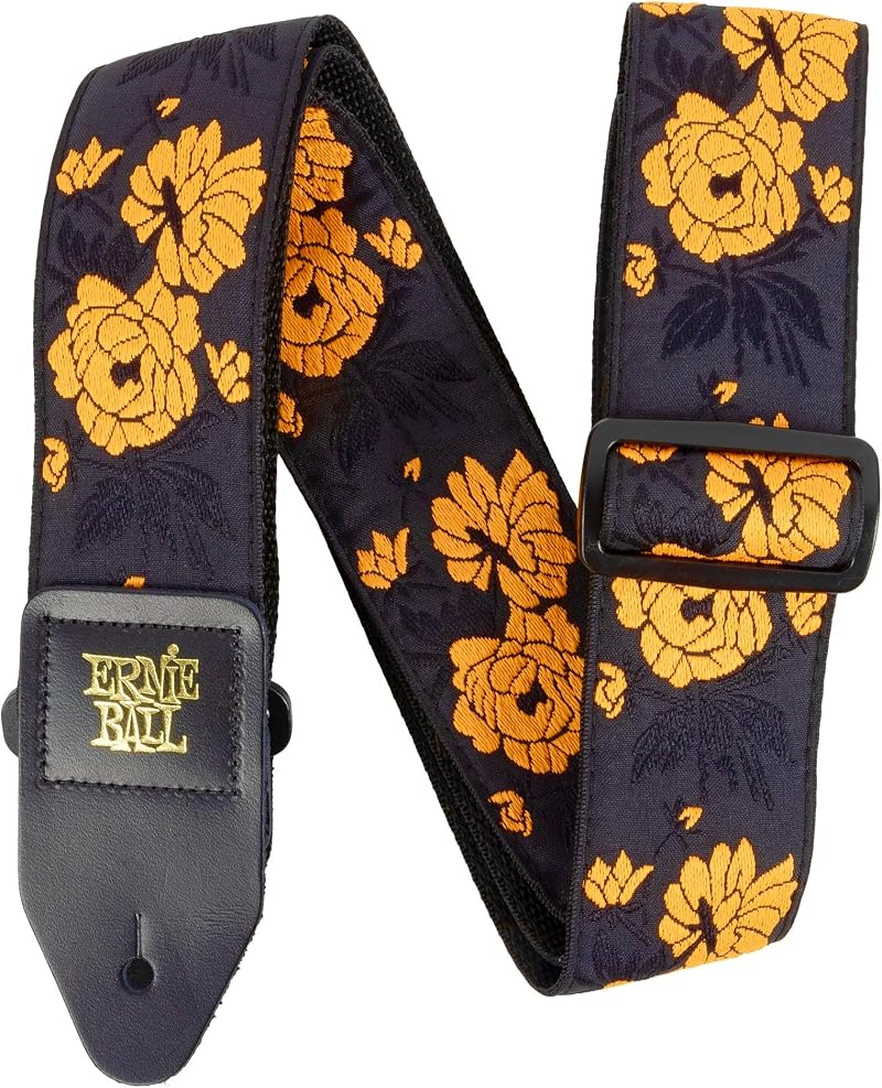 Ernie Ball Jacquard Guitar Strap Tangerine Rose 2 in Polypropylene Premium Ends