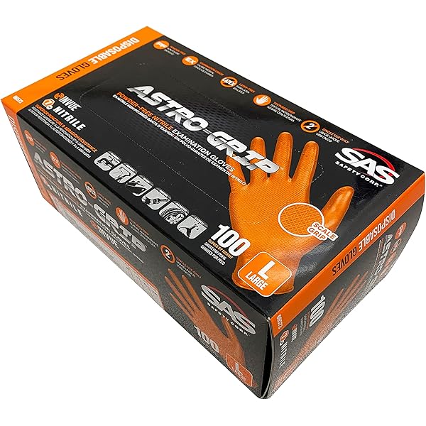 SAS Safety 66574 Astro-Grip Powder‐Free 7 Mil Nitrile Gloves, X