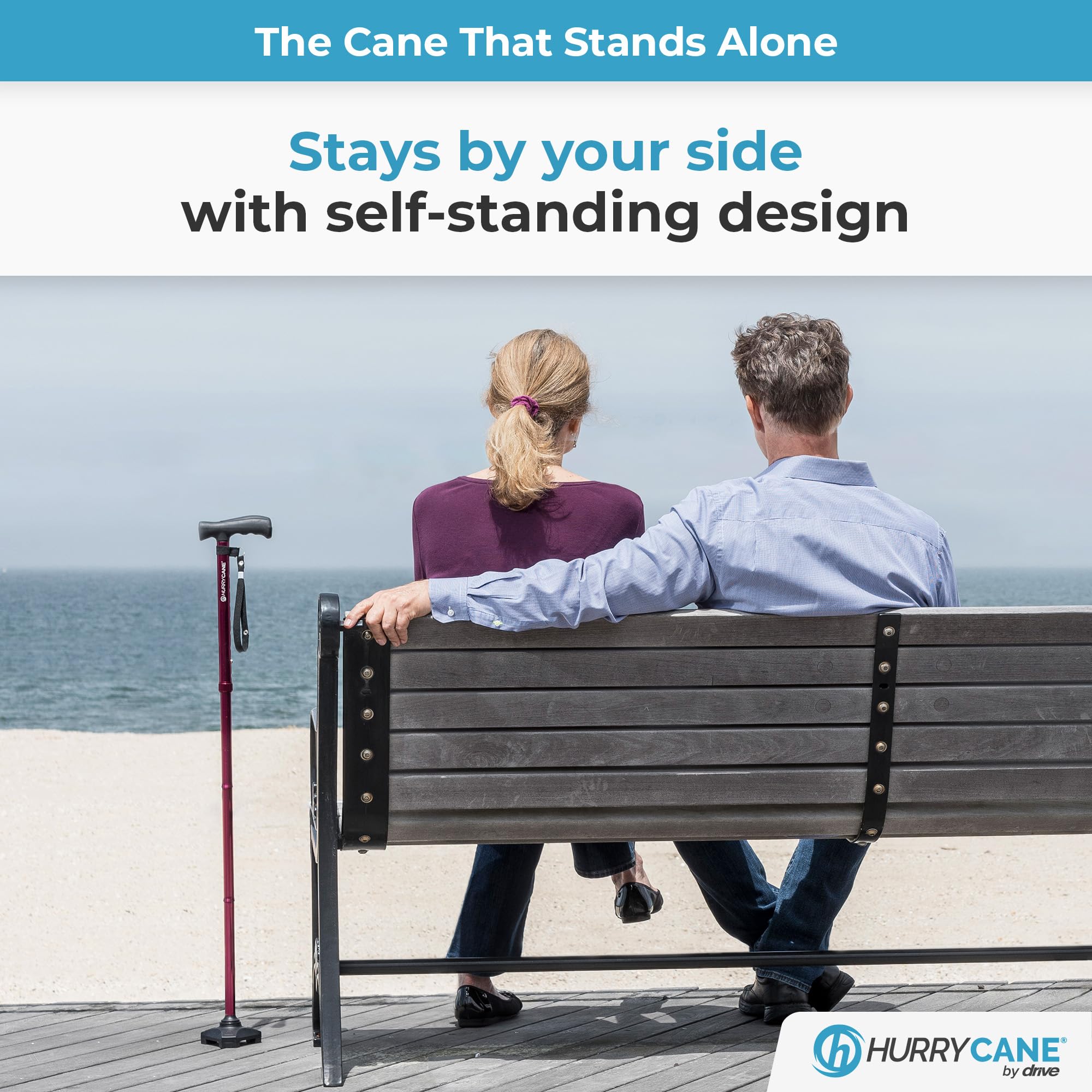 HurryCane Freedom Edition Foldable Walking Cane with T Handle