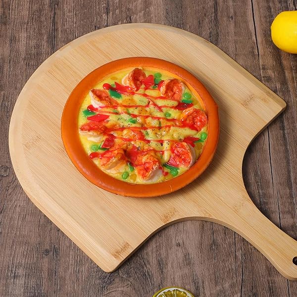 PIZZA STONES SET, HEAVY DUTY ROUND CORDIERITE BAKING STONE FOR BREAD, PIZZAS, THERMAL SHOCK RESISTANT COOKING STONE WITH BAMBOO PIZZA PEEL PADDLE FOR OVEN AND GRILL-12 INCHES (DIAMETER)