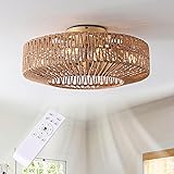OPKMB 20" Boho Caged Fandelier with Lights Flush