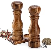 Aurevit Wooden Salt and Pepper Grinder Set, Manual Salt and Pepper Mill with Ceramic/Stainless Steel Core, Refillable Salt Gr
